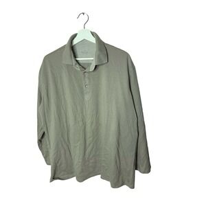 Van Laack Men's Polo Golf Shirt Lufthanza Gray Cotton Blend Long Sleeves Size XL